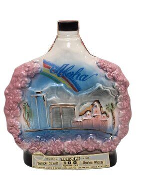 Jim Beam 1976 Ceramic Bottle Aloha Hawaii Kentucky Straight Whiskey 750ml EMPTY